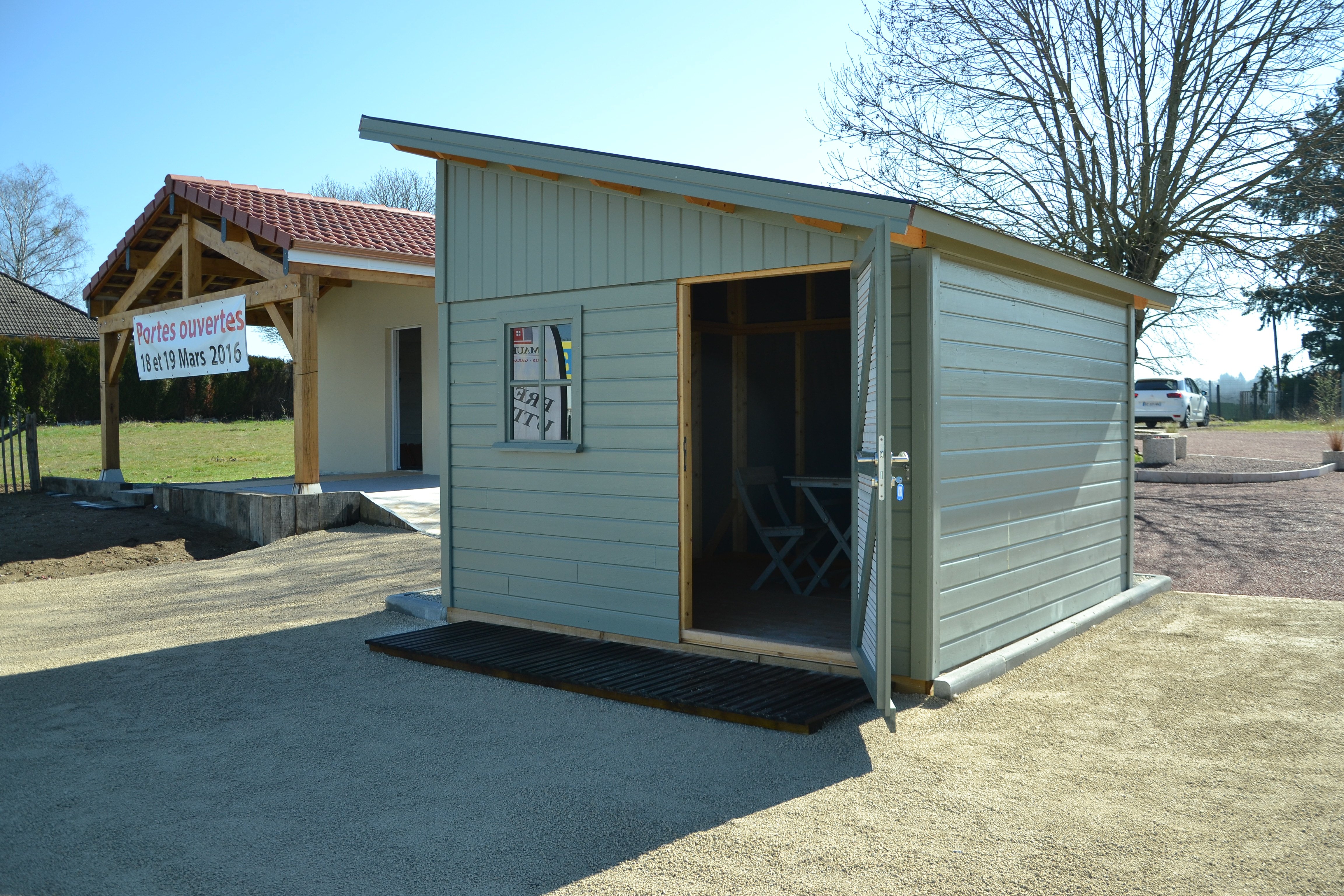 Abris Tickner 1 Pente, bardage peint Uisne